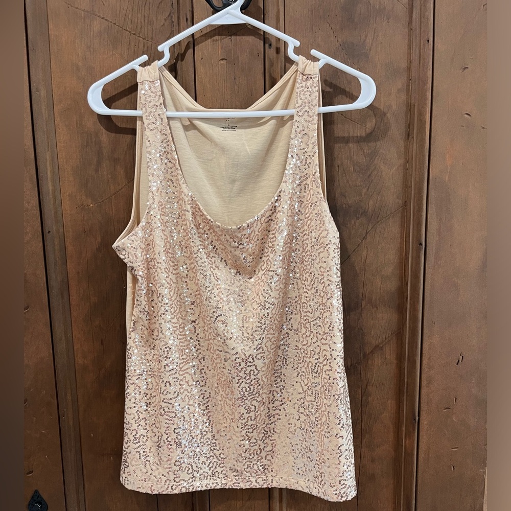 TALBOTS SEQUIN TANK GOLD COLOR